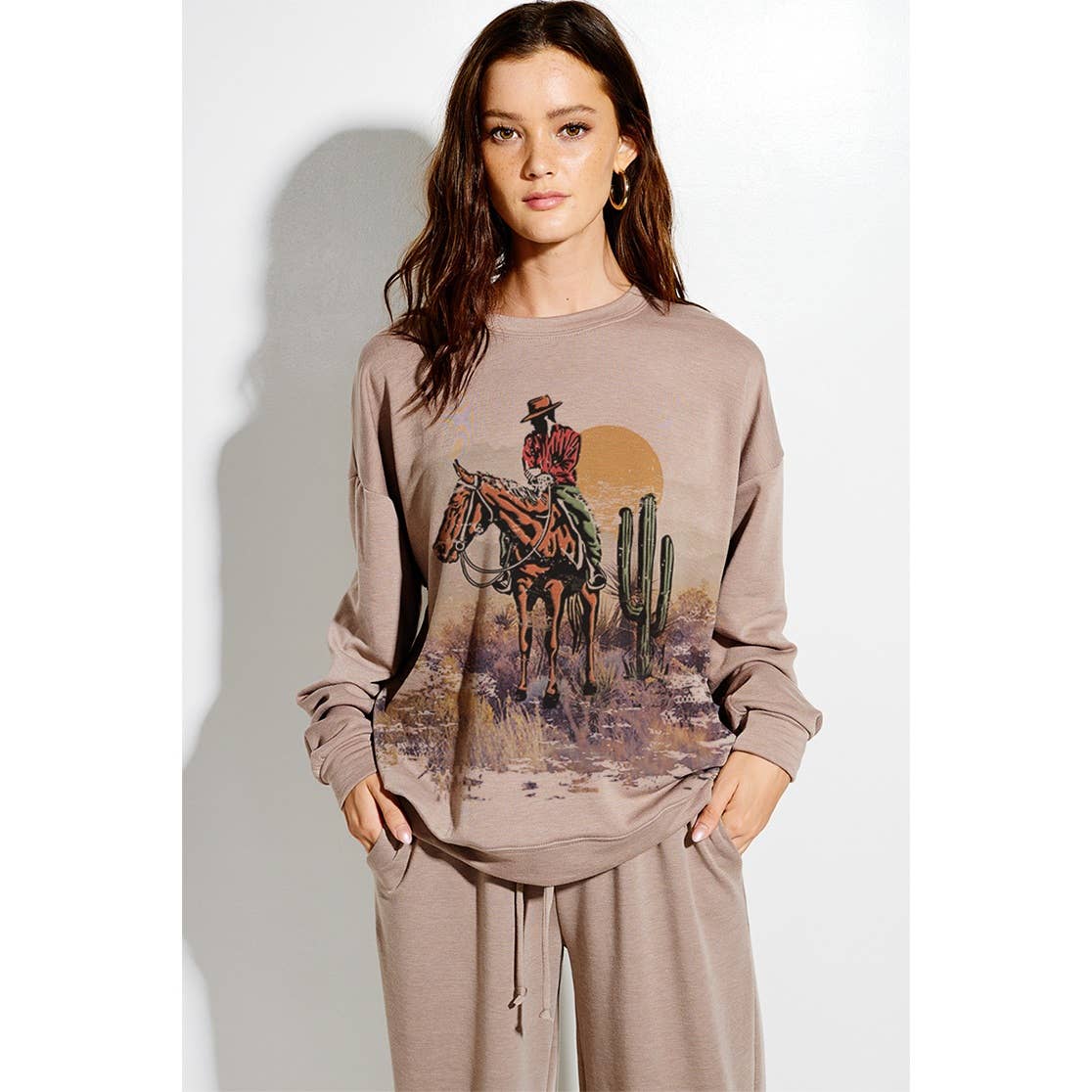 Desert rodeo print soft sweatshirt set