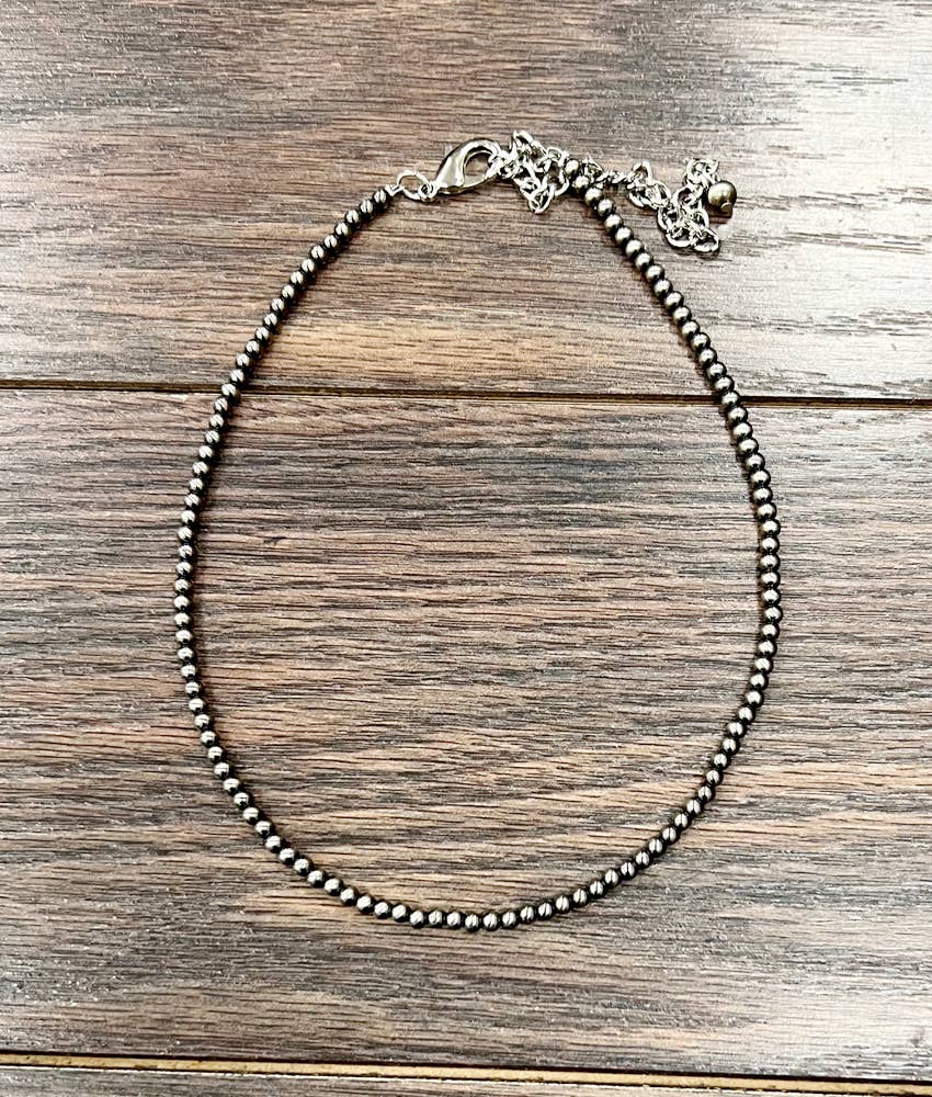 Handmade 15" 4mm Polish Navajo Bead Necklace