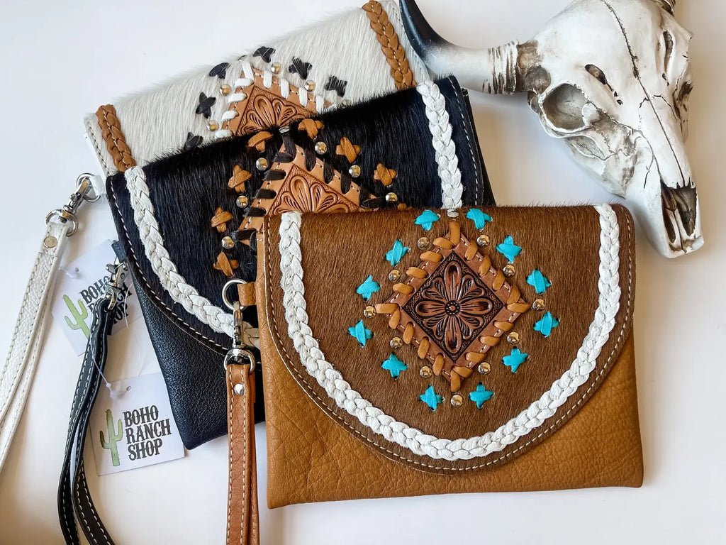 Cowhide Leather Wristlet