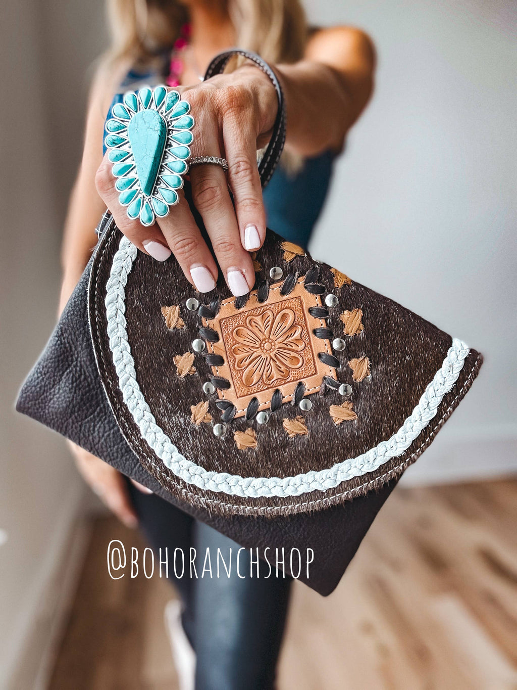 Cowhide Leather Wristlet