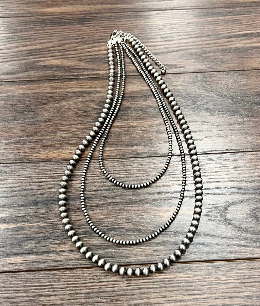 Handmade 30" 3-strand Navajo Bead Necklace