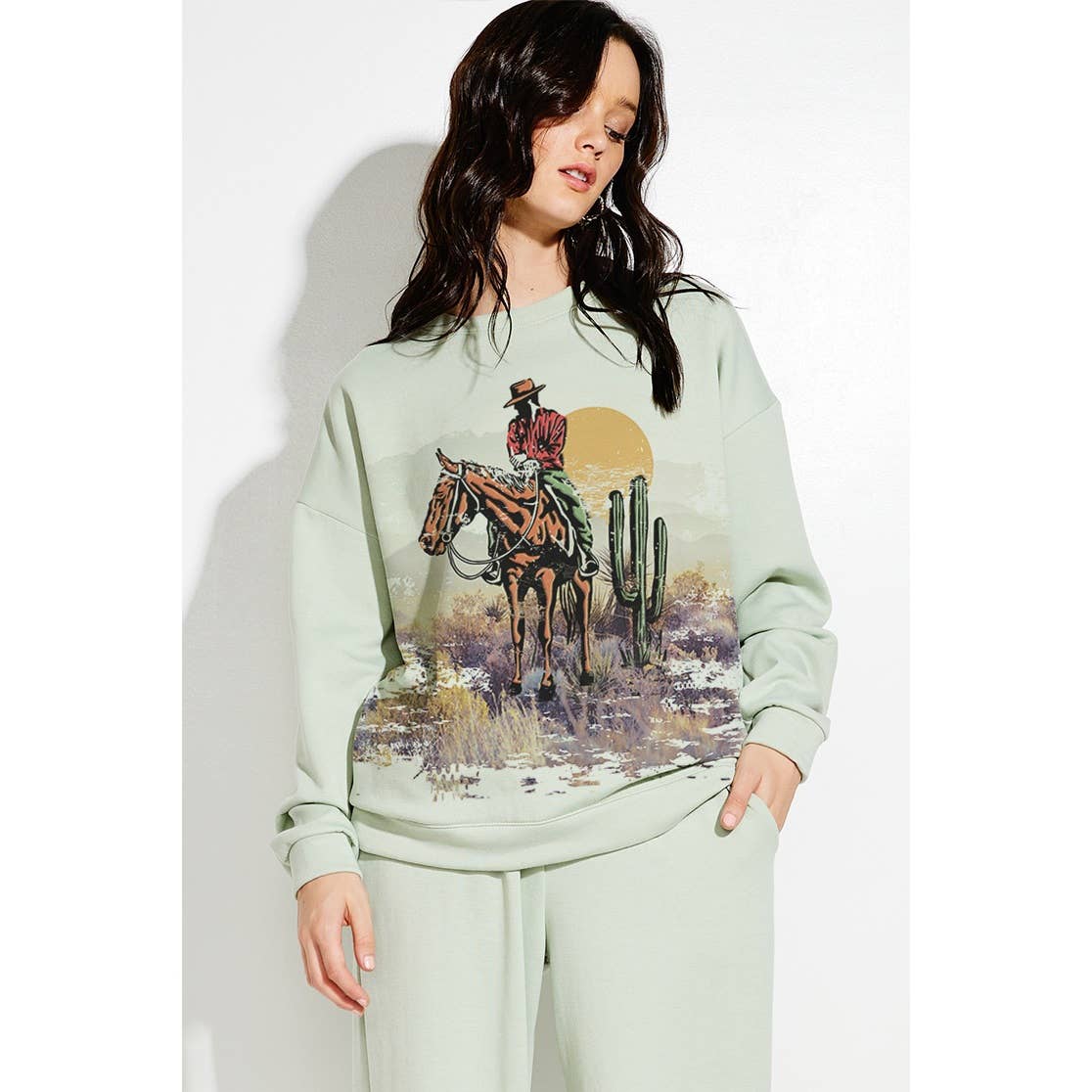 Desert rodeo print soft sweatshirt set