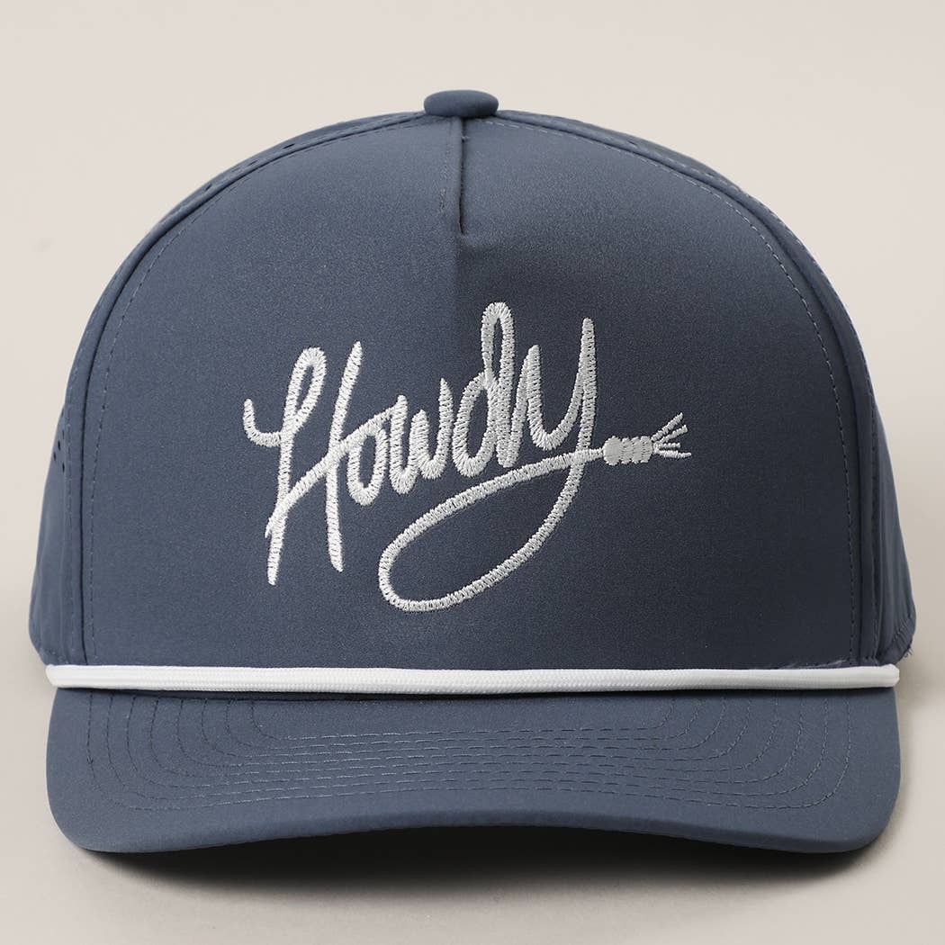 "Howdy" Rope Strap Trucker Hat-Navy