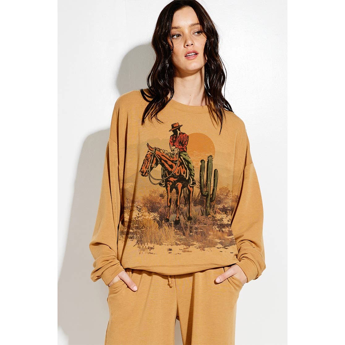Desert rodeo print soft sweatshirt set
