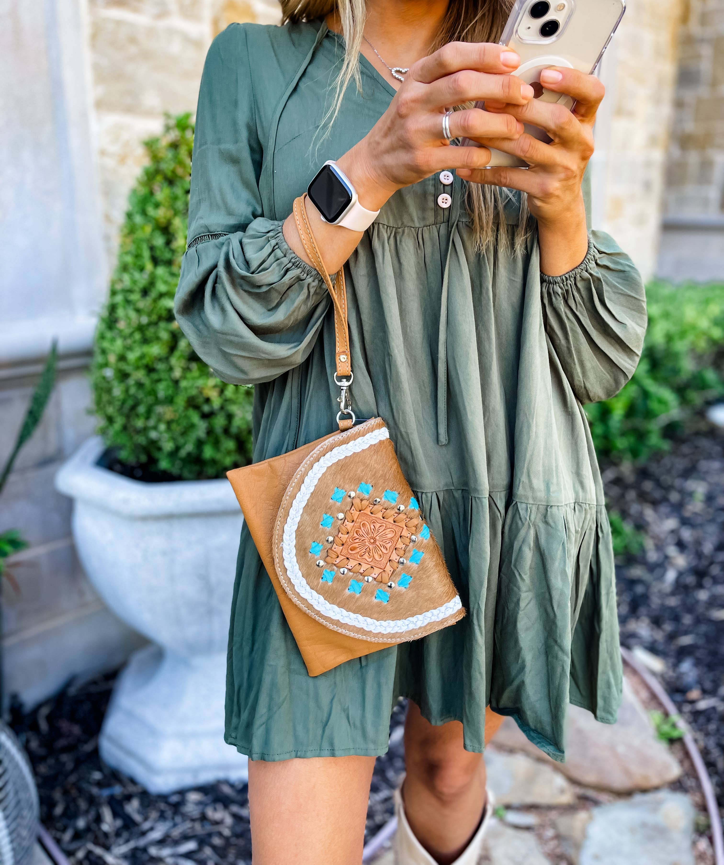 Cowhide Leather Wristlet