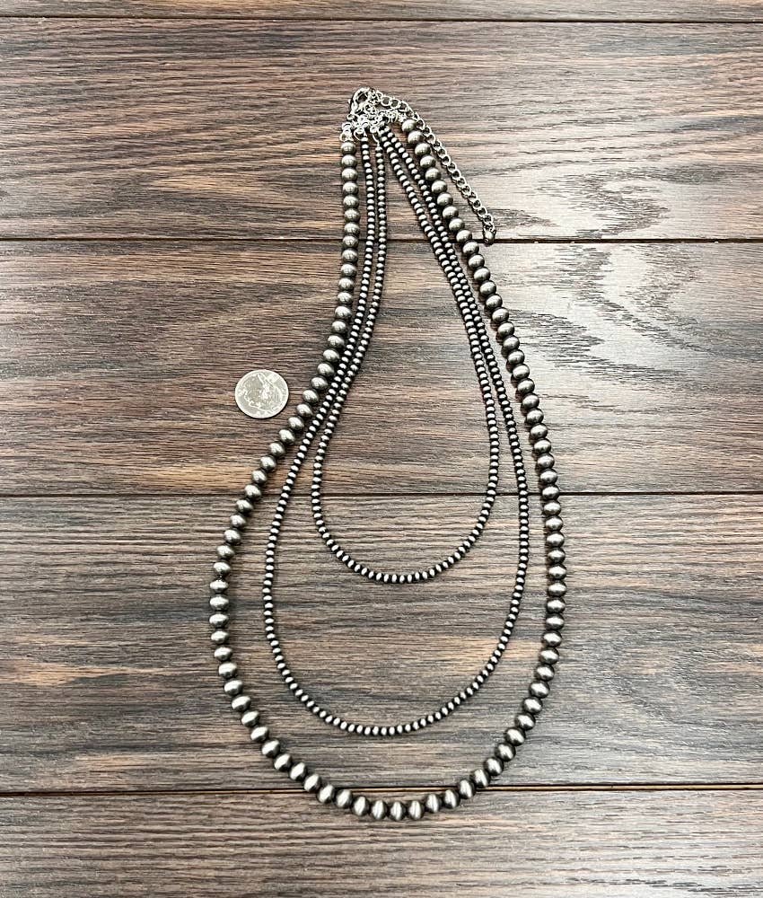 Handmade 30" 3-strand Navajo Bead Necklace