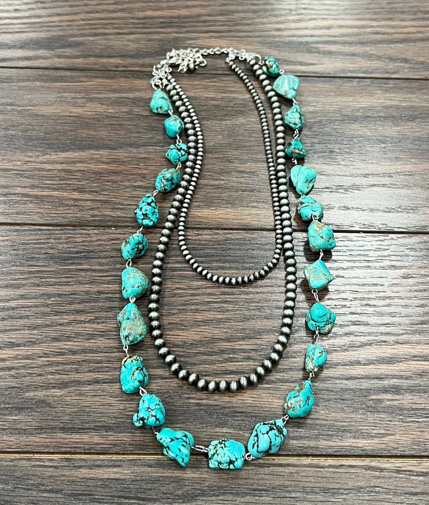 Handmade 24" Navajo Bead, Turquoise Necklace