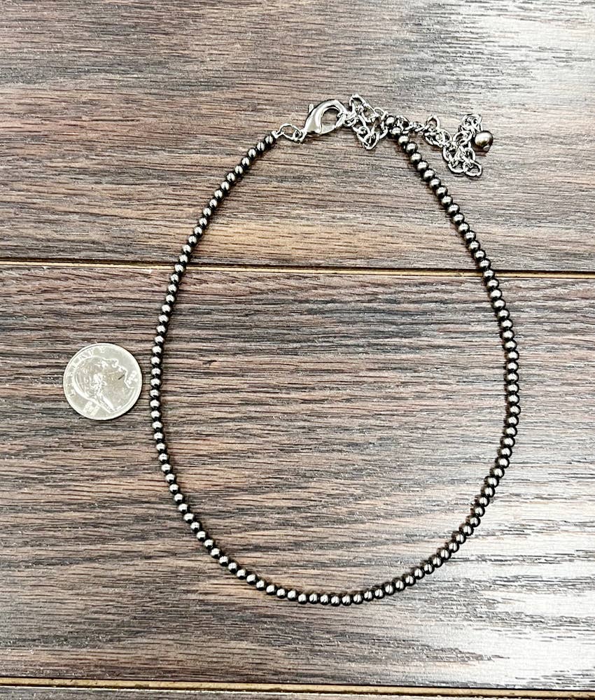 Handmade 15" 4mm Polish Navajo Bead Necklace