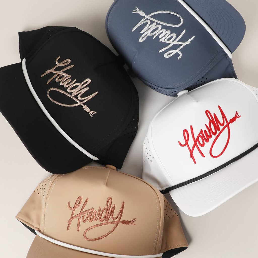 "Howdy" Rope Strap Trucker Hat-Navy