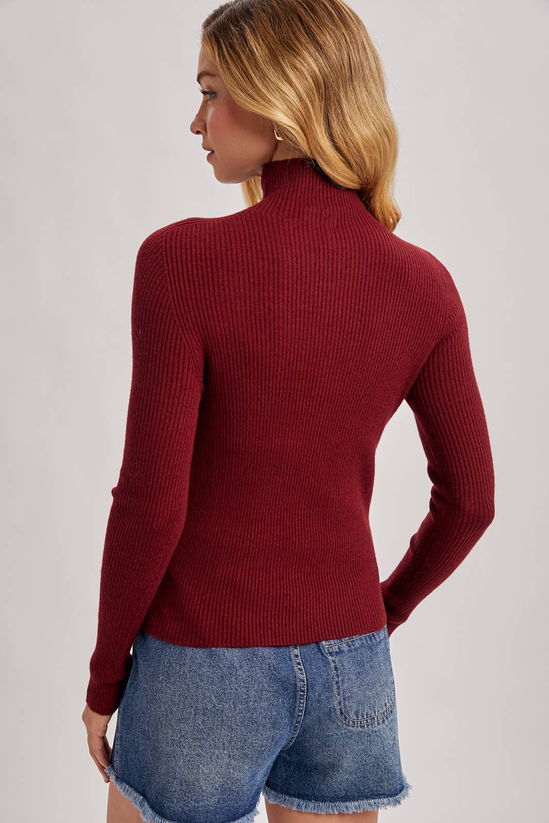 Mock Neck Ribbed Knit Top